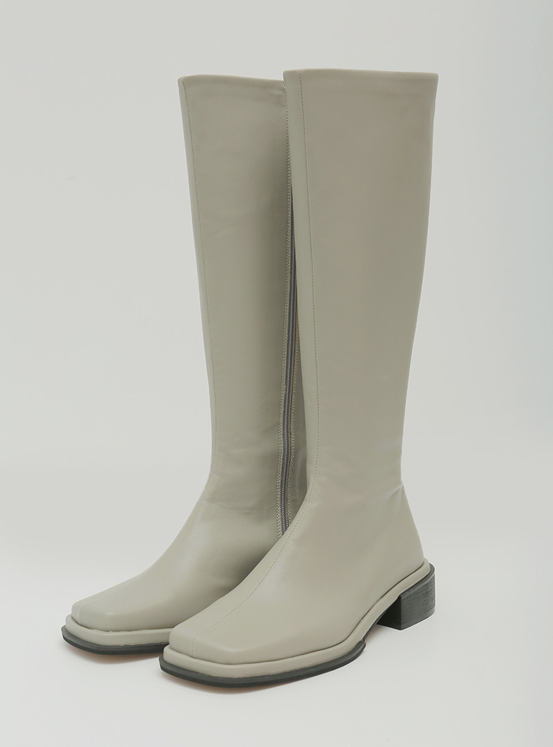 Square Toe Faux Leather Long Boots