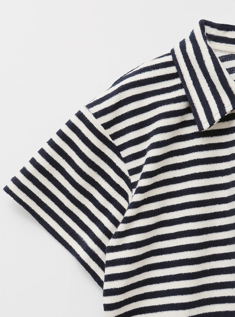 Quarter Zip Striped Crop T-Shirt