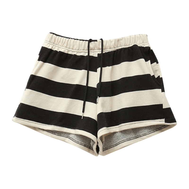 Wide Stripe Drawstring Shorts