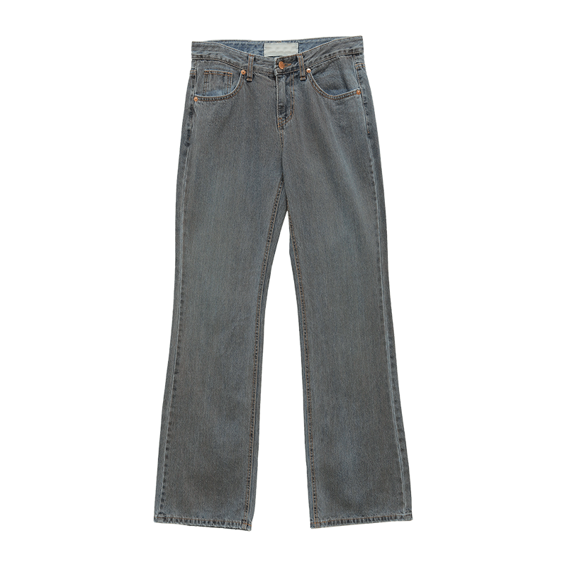 Buttoned Waist Long Bootcut Jeans