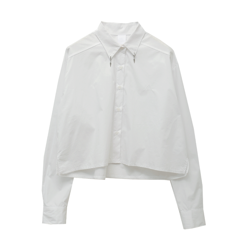Collared Button-Up Crop Shirt
