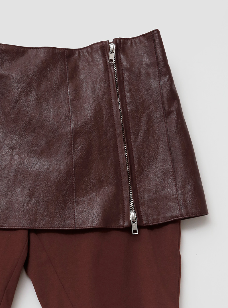 Zipper Detail Skirt-Layered Shorts