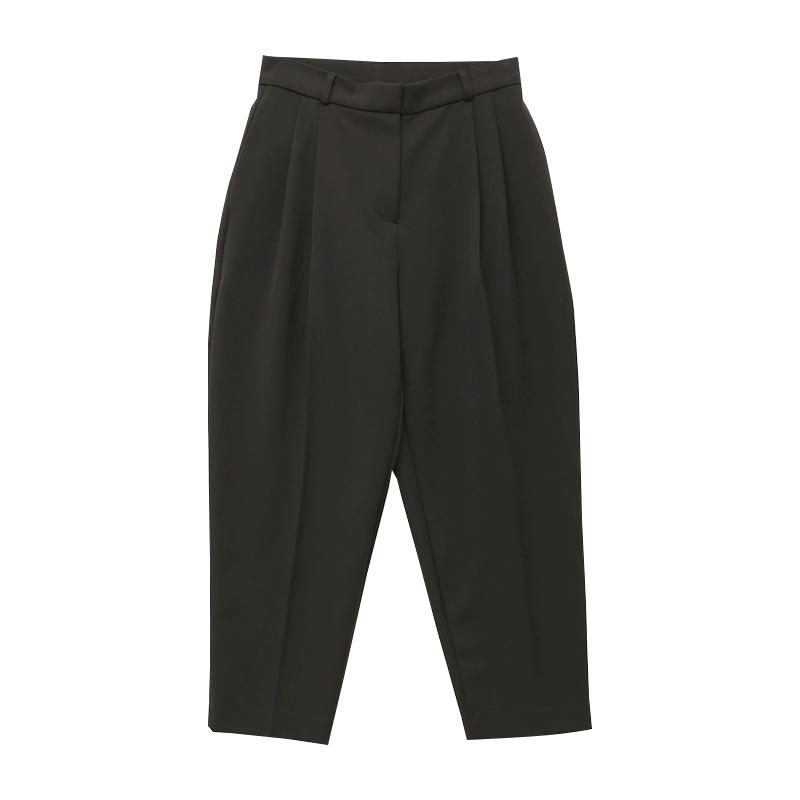 Pleated Front Tapered Solid Tone Slacks