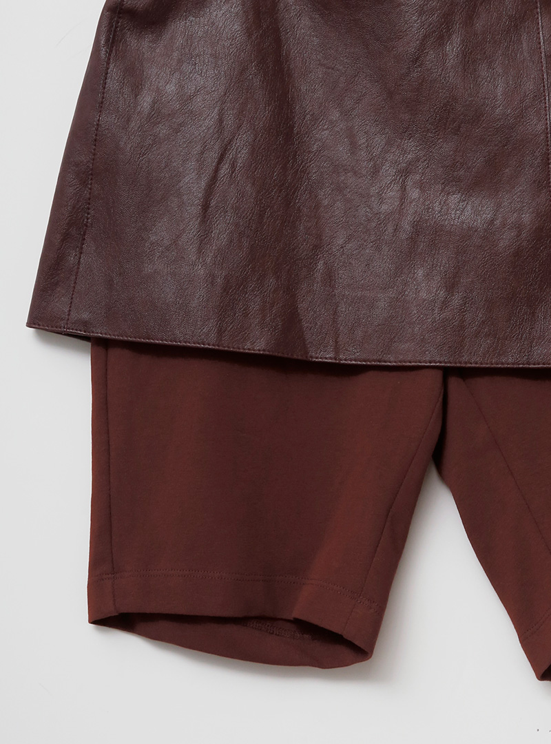 Zipper Detail Skirt-Layered Shorts