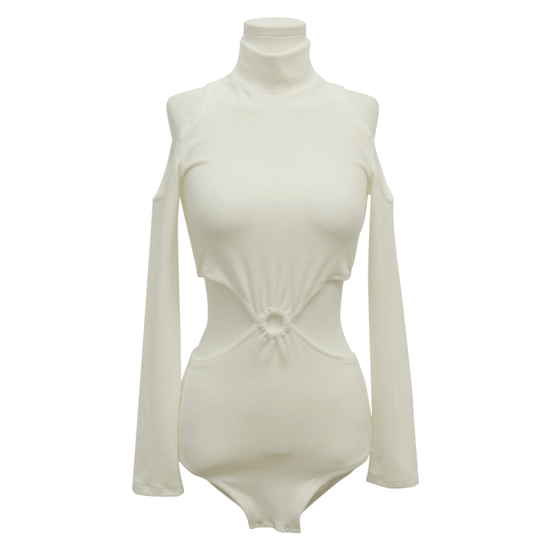 Cold Shoulder Velvet Bodysuit