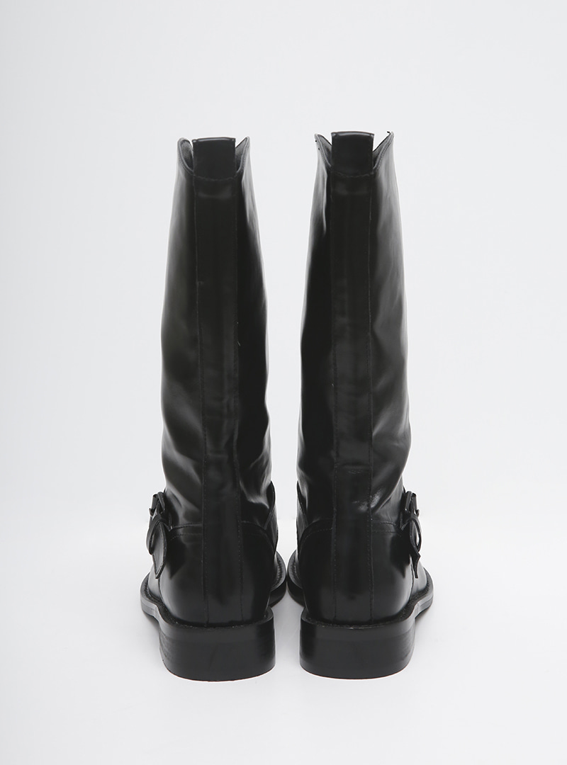 Buckled Round Toe Mid-Calf Boots