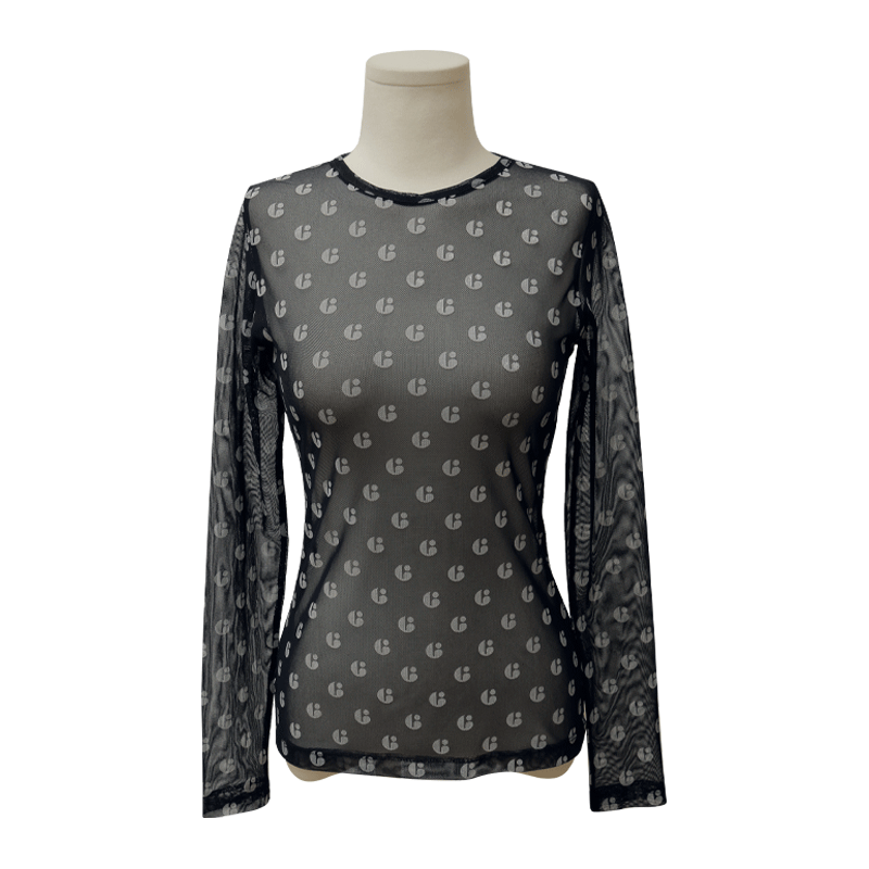 Patterned Round Neck Sheer T-Shirt