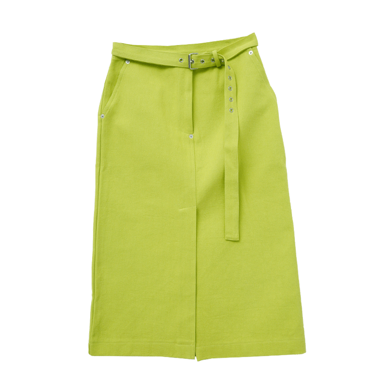 Belted Waist Solid Tone Skirt