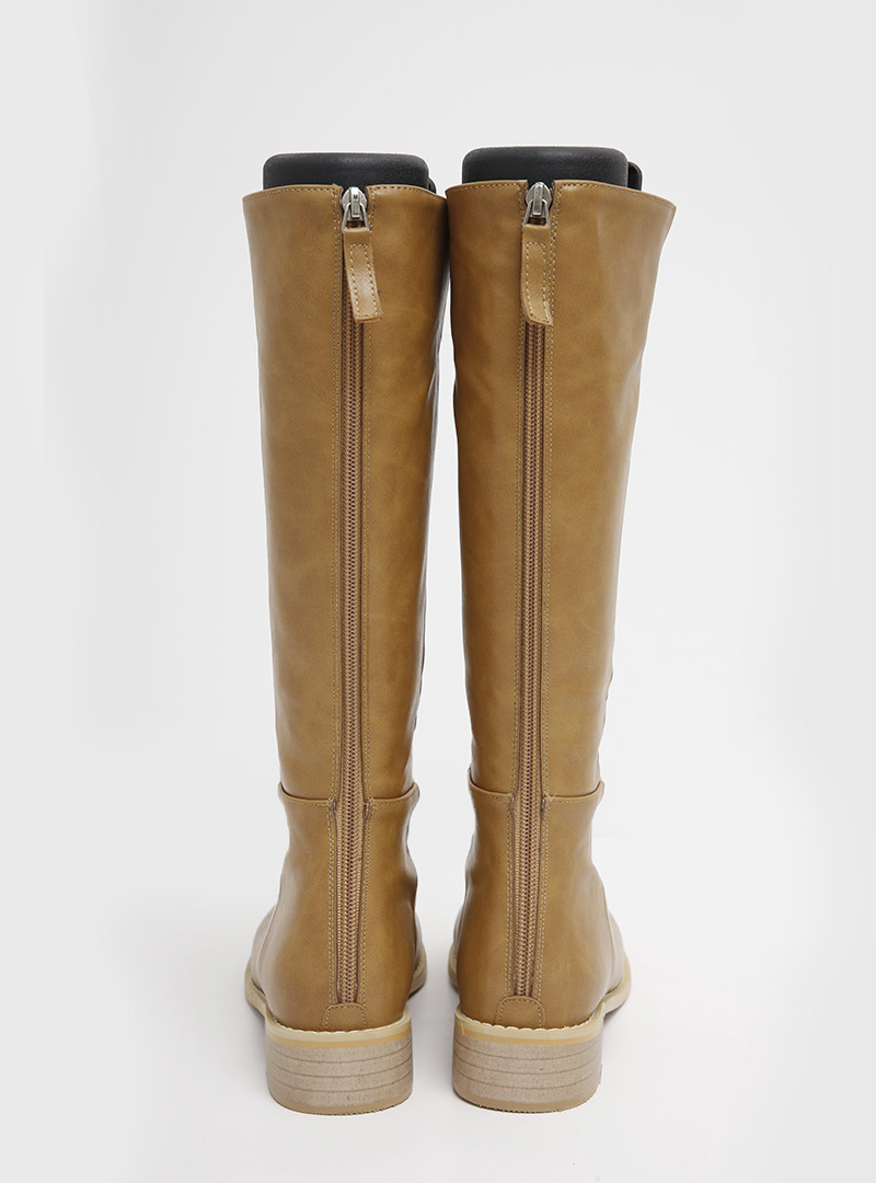 Round Toe Zip-Up Long Boots