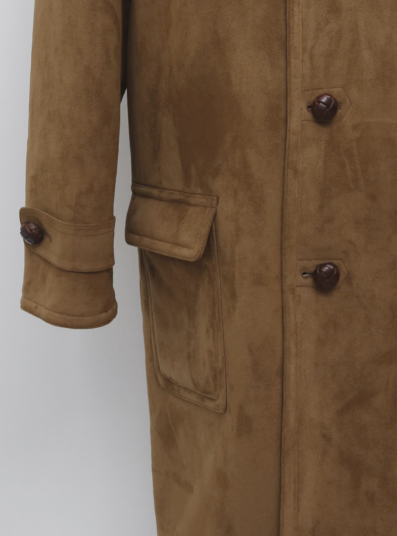 Faux Shearling Button-Up Longline Coat