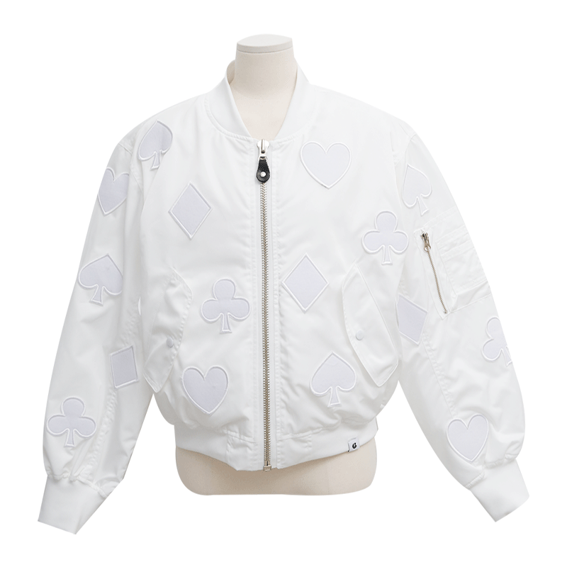 Patched Zip-Up Bomber Jacket