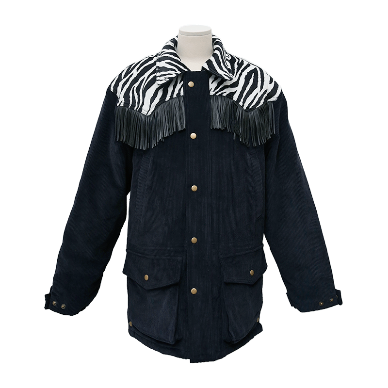 Zebra Patterned Panel Reversible Jacket