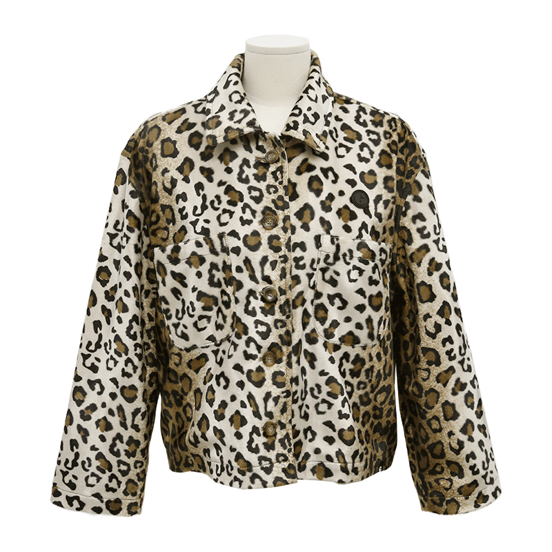 Leopard Button-Up Short Jacket