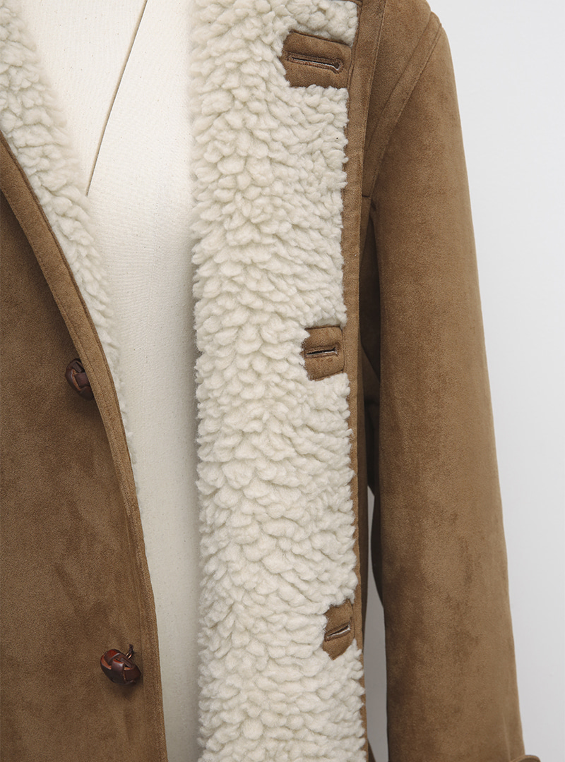 Faux Shearling Button-Up Longline Coat