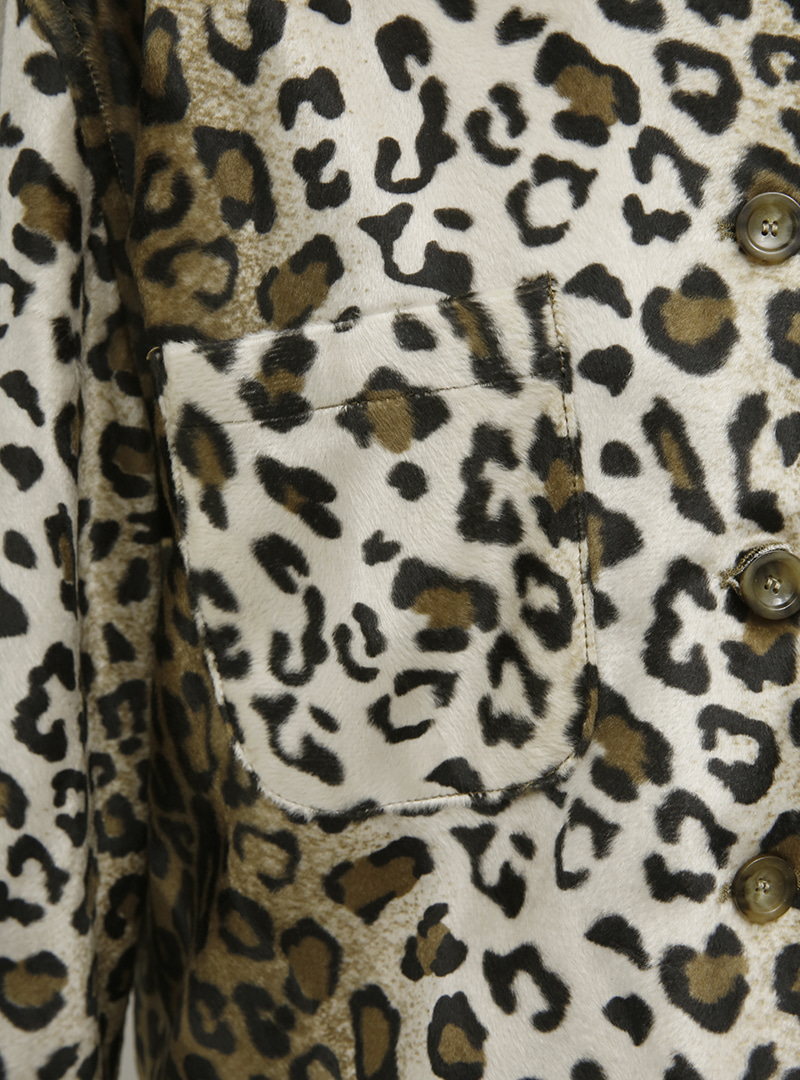 豹紋絨毛口袋短版外套