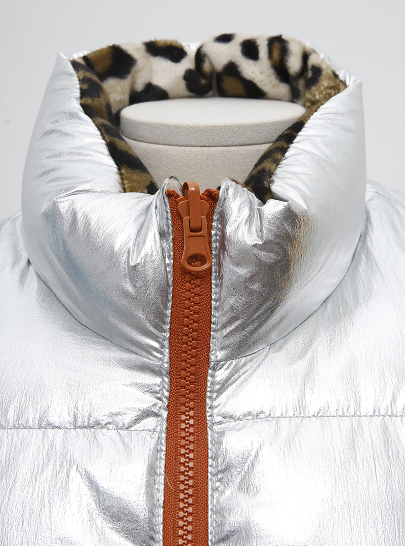 Leopard Panel Reversible Puffer Vest