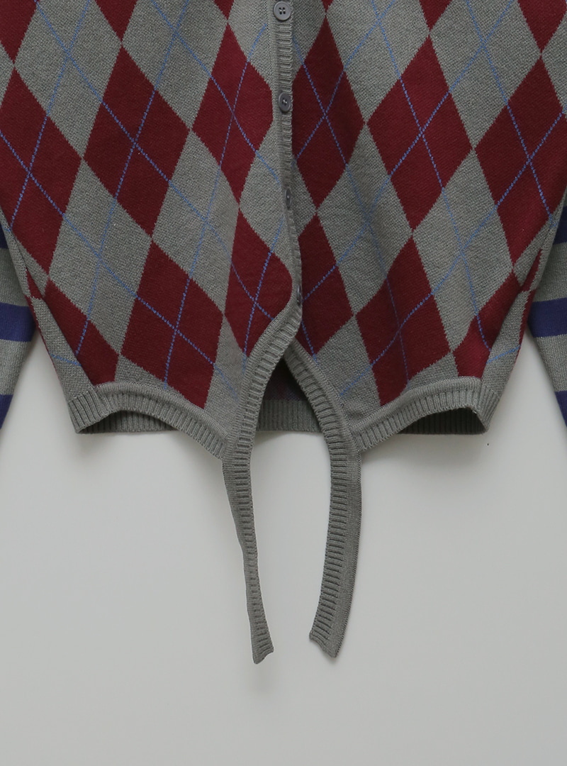 條帶造型菱格紋針織外套