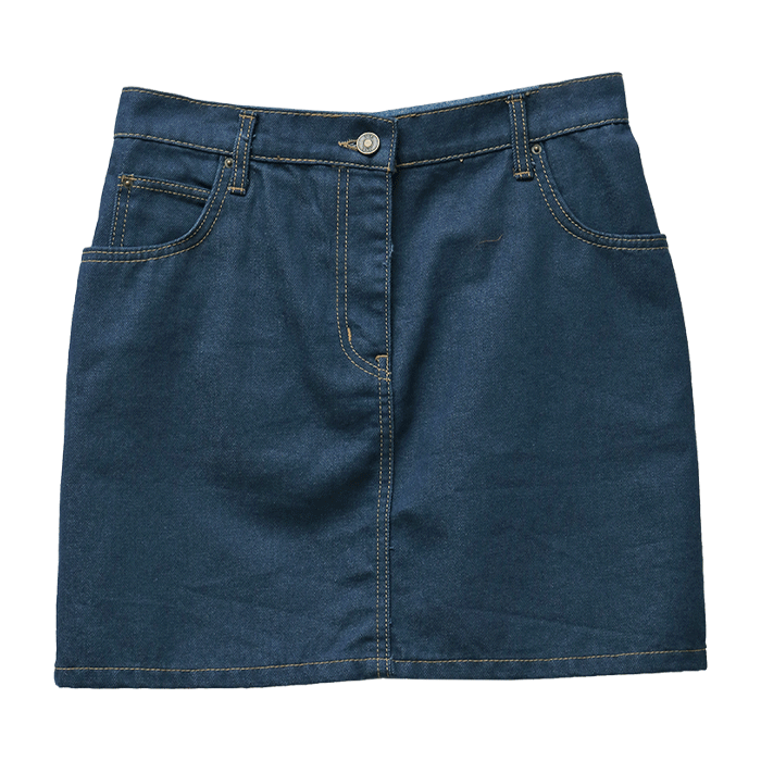 Two-Tone Contrast Stitch Denim Skirt