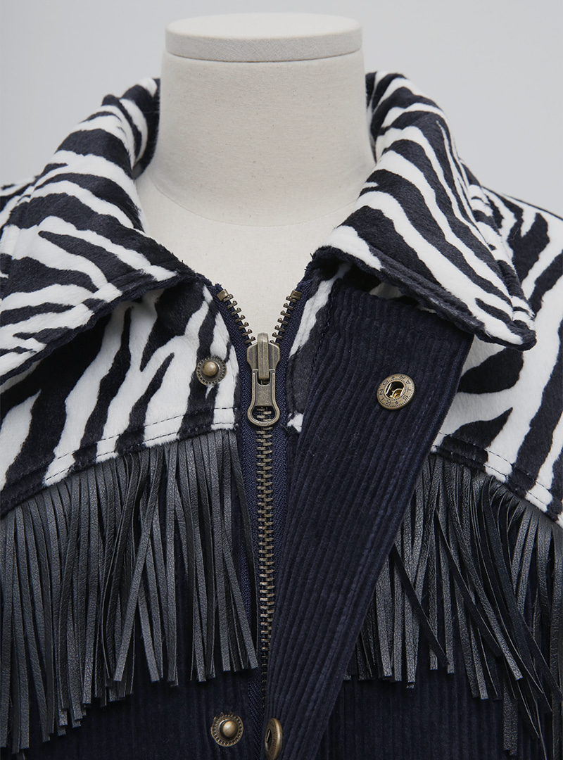 Zebra Patterned Panel Reversible Jacket