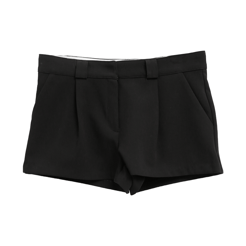 簡約風鉤釦壓褶短褲