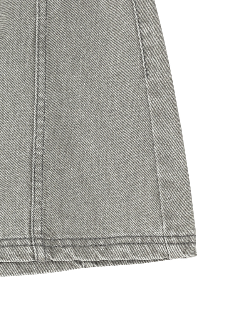 Contrast Stitch Belted Mini Denim Skirt
