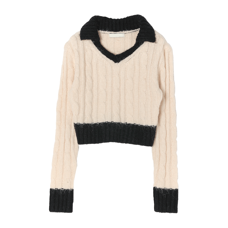 Skipper Collar Two-Tone Knit TopThe delivery starts from Feb.23th along with your purchase order!!