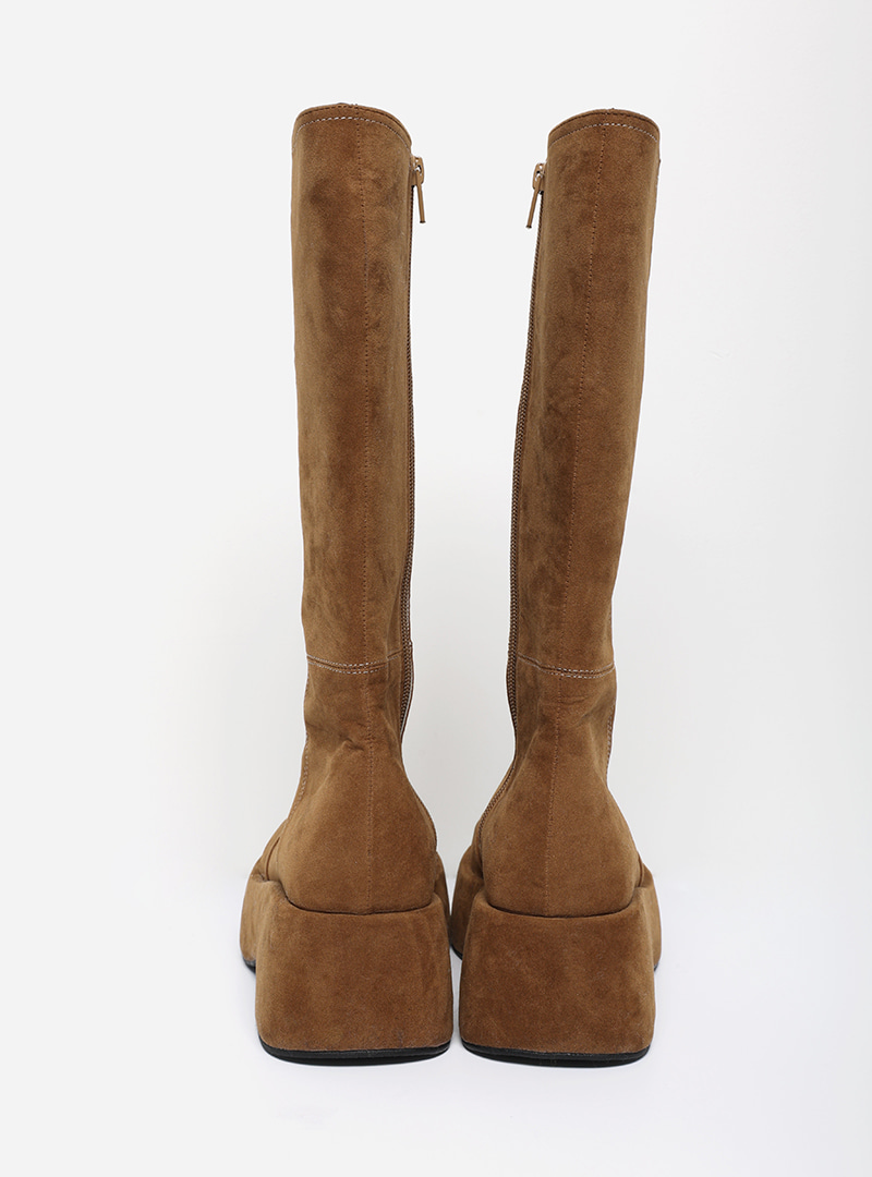 Contrast Stitch Chunky Sole Suede Boots