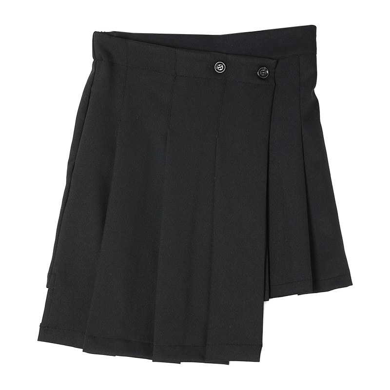 Asymmetrical Pleated Faux Wrap Skirt
