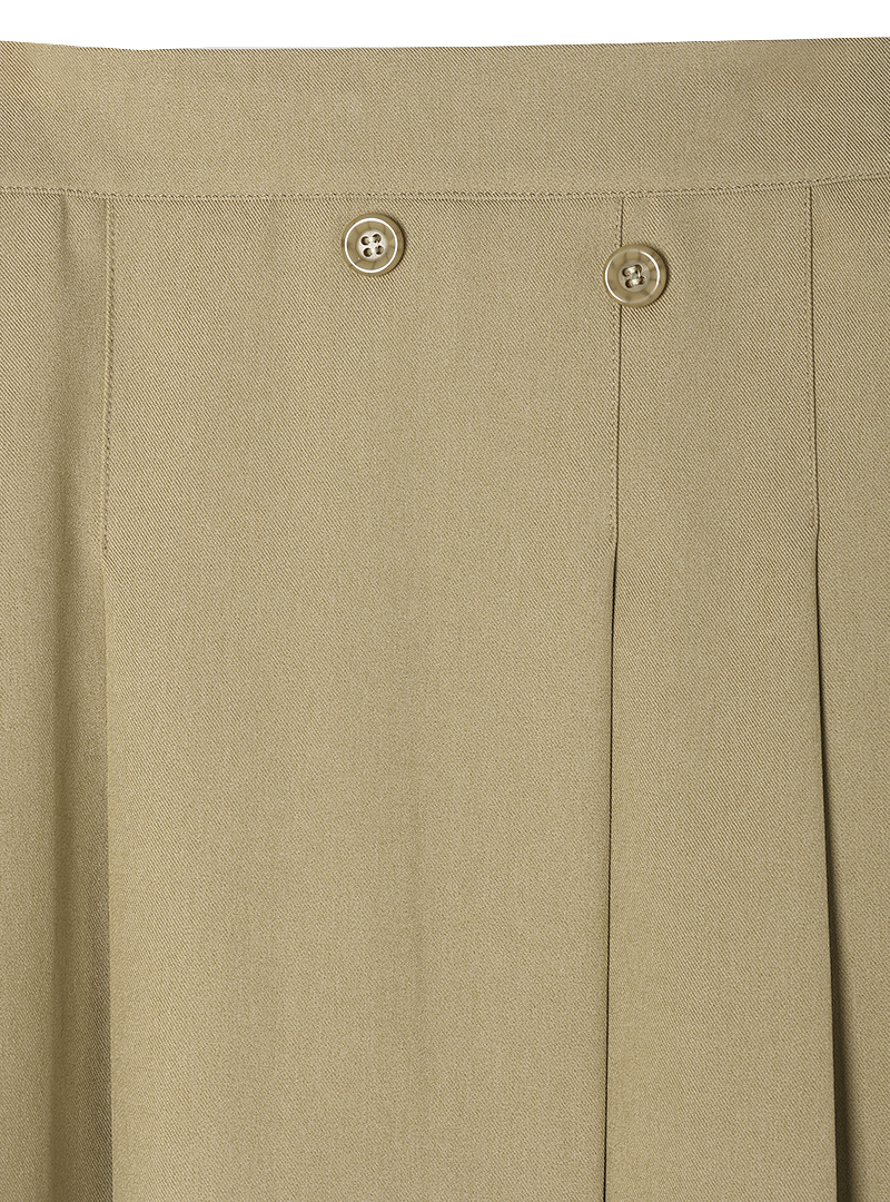 Asymmetrical Pleated Faux Wrap Skirt