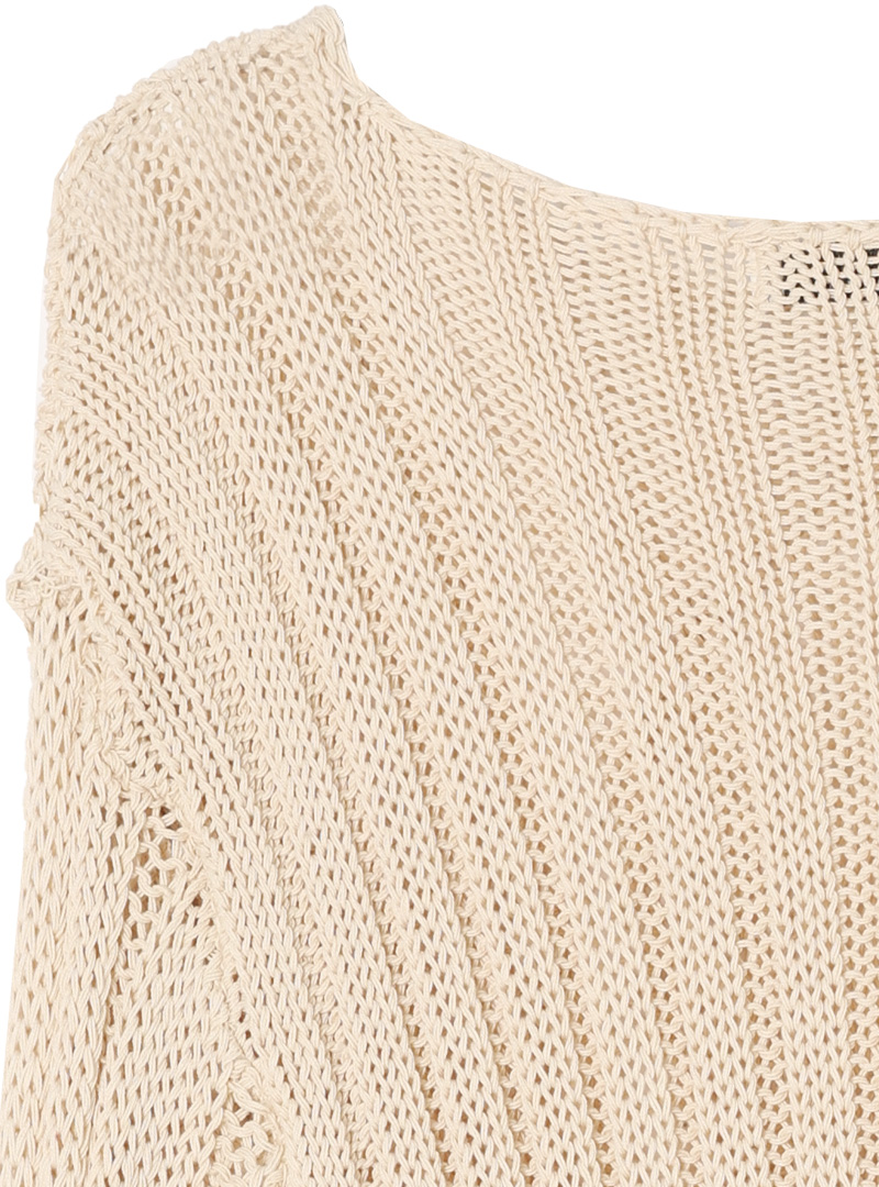 Boat Neck Sheer Cable Knit Top