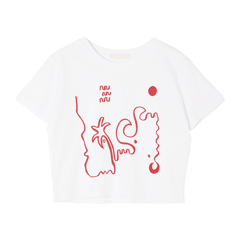 Doodle Print Crop T-Shirt