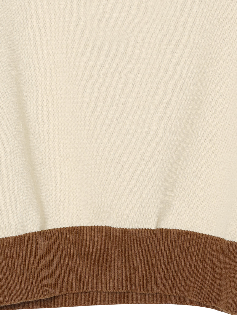 Collared Two-Tone Knit Top