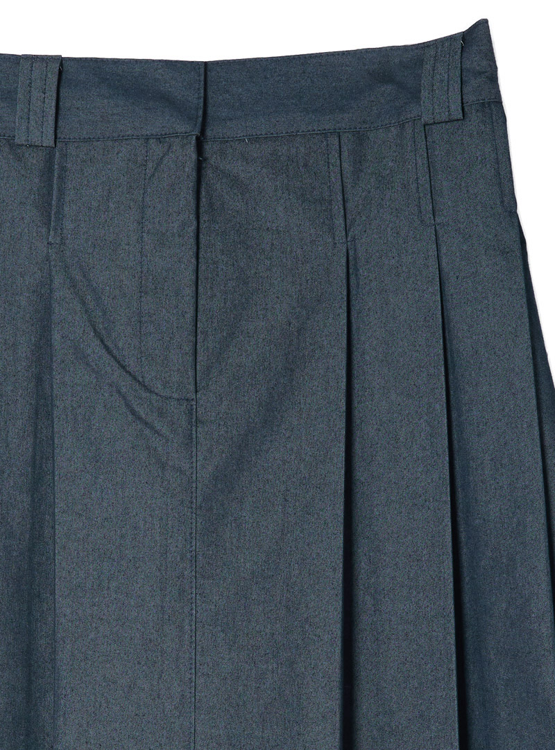 Elastic Back Pleated Midi Skirt