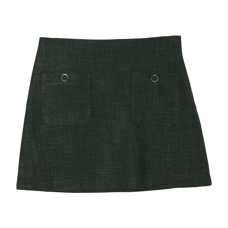 Buttoned Pocket Check Mini Skirt