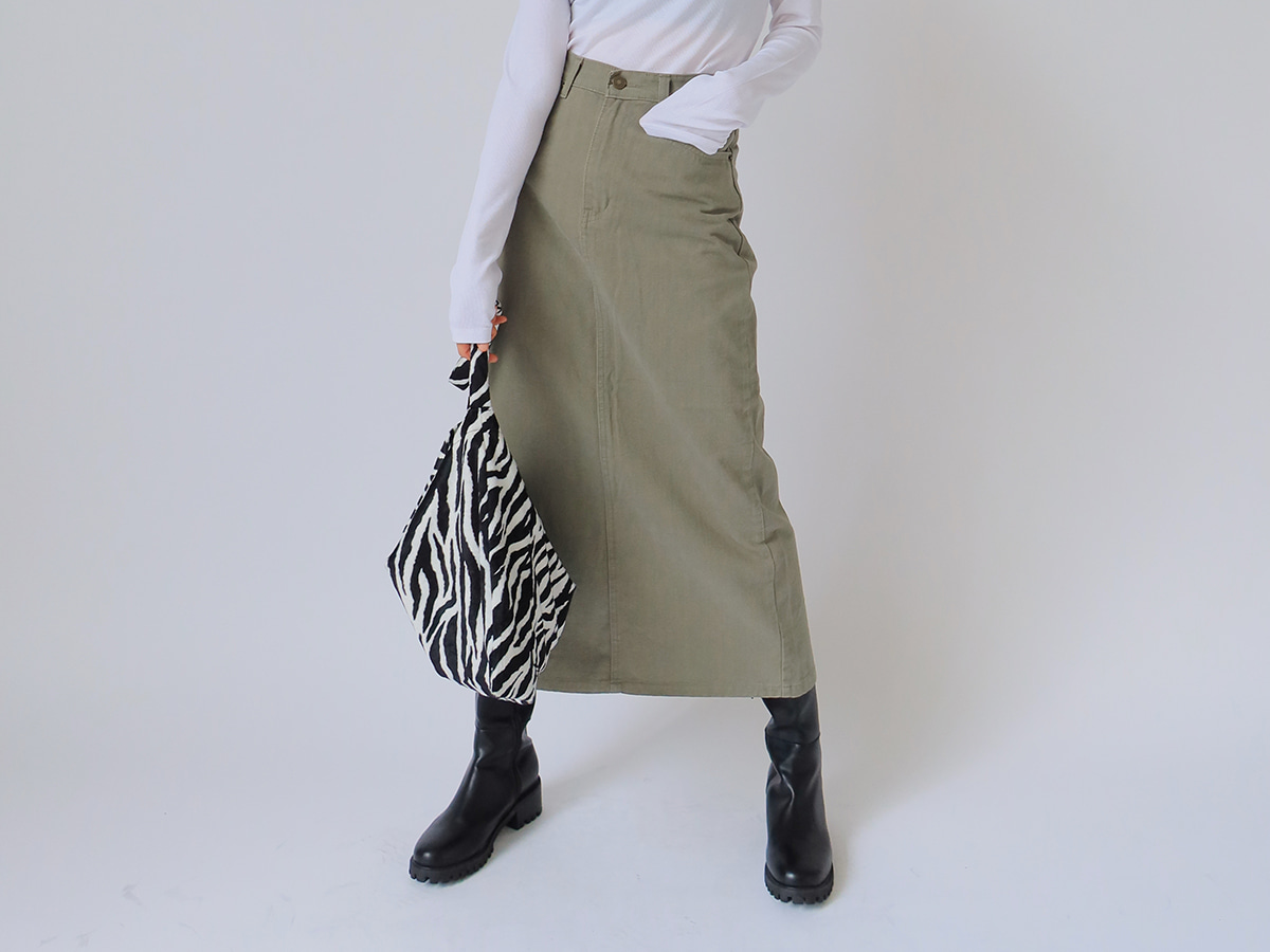 Long Solid Tone Straight Skirt