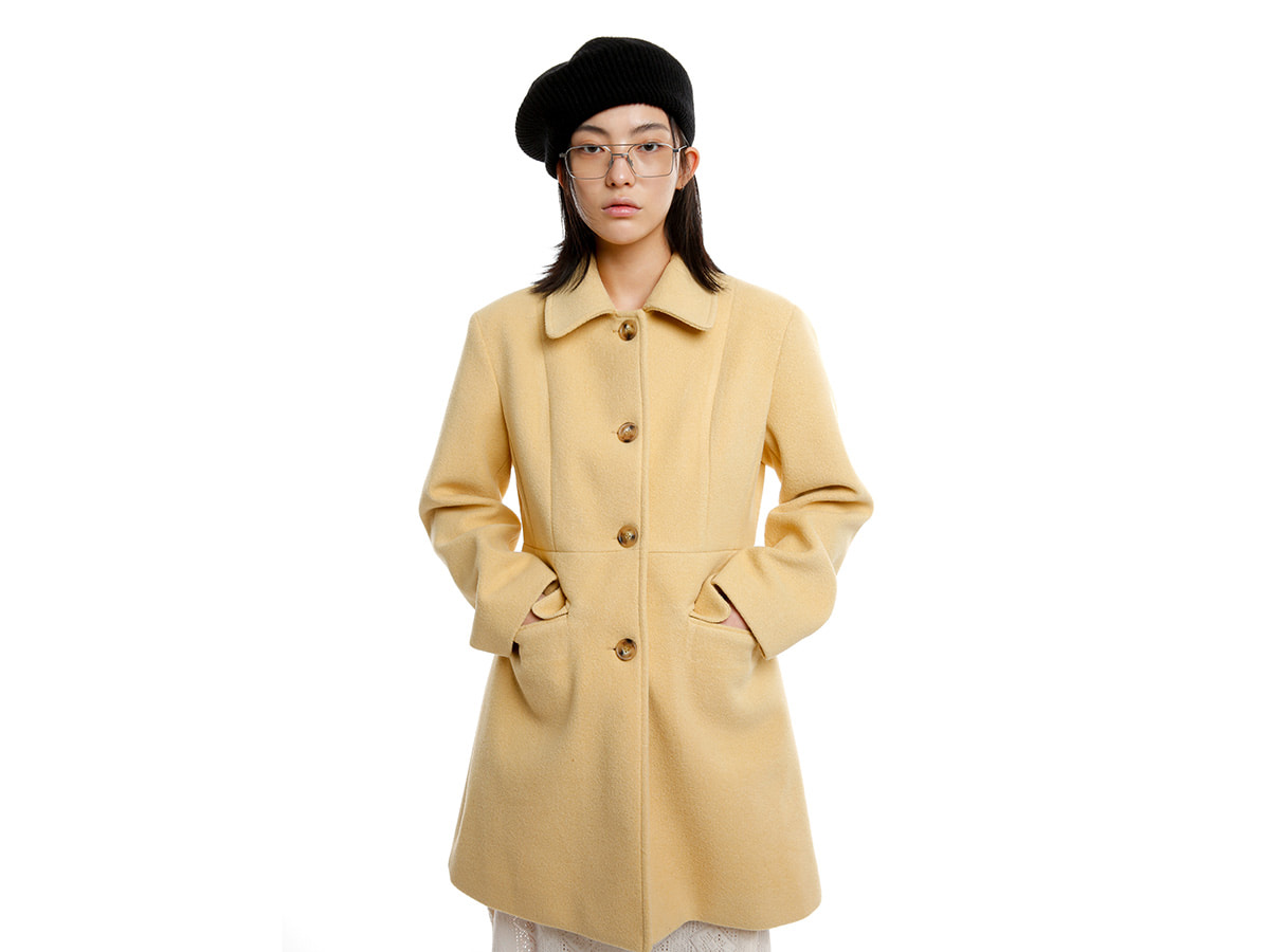 Button-Up Collared A-Line Coat