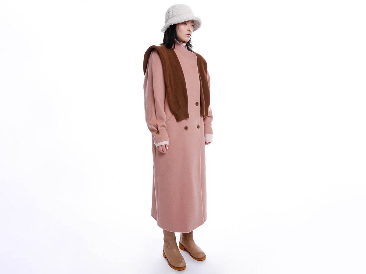 Double-Breasted Long Woolen Coat
