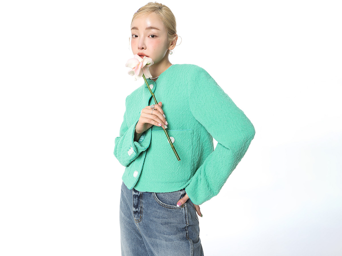 Buttoned Pocket Collarless Jacket