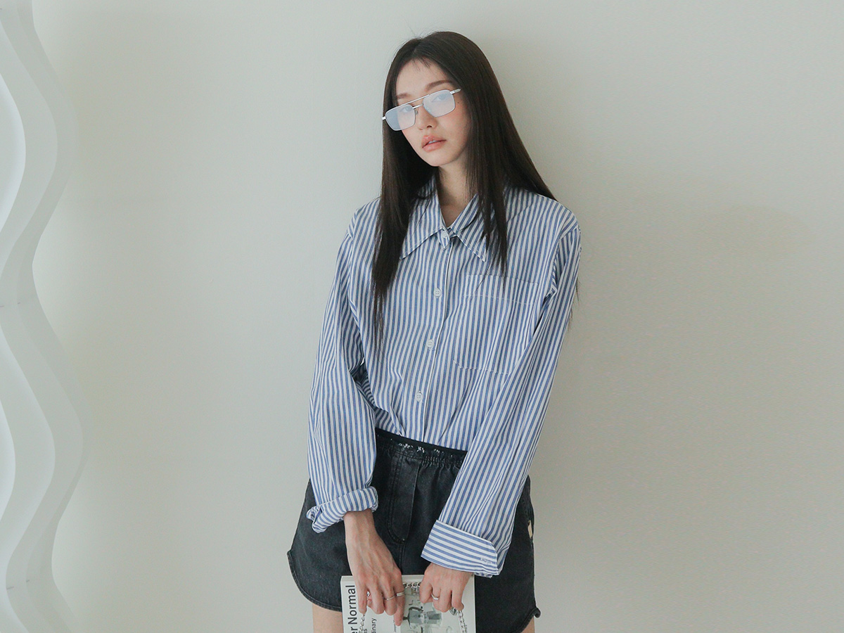 Stripe Print Buttoned Front Shirt