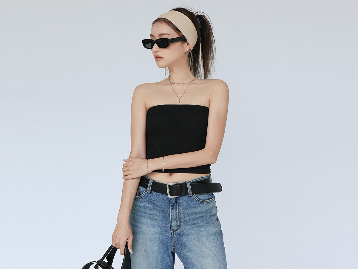 Solid Tone Ribbed Tube Top