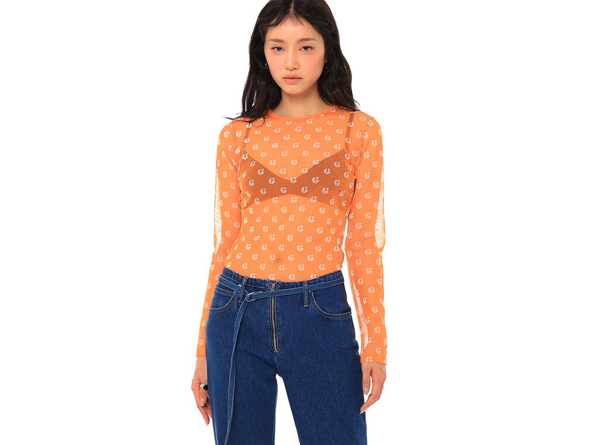 Patterned Round Neck Sheer T-Shirt