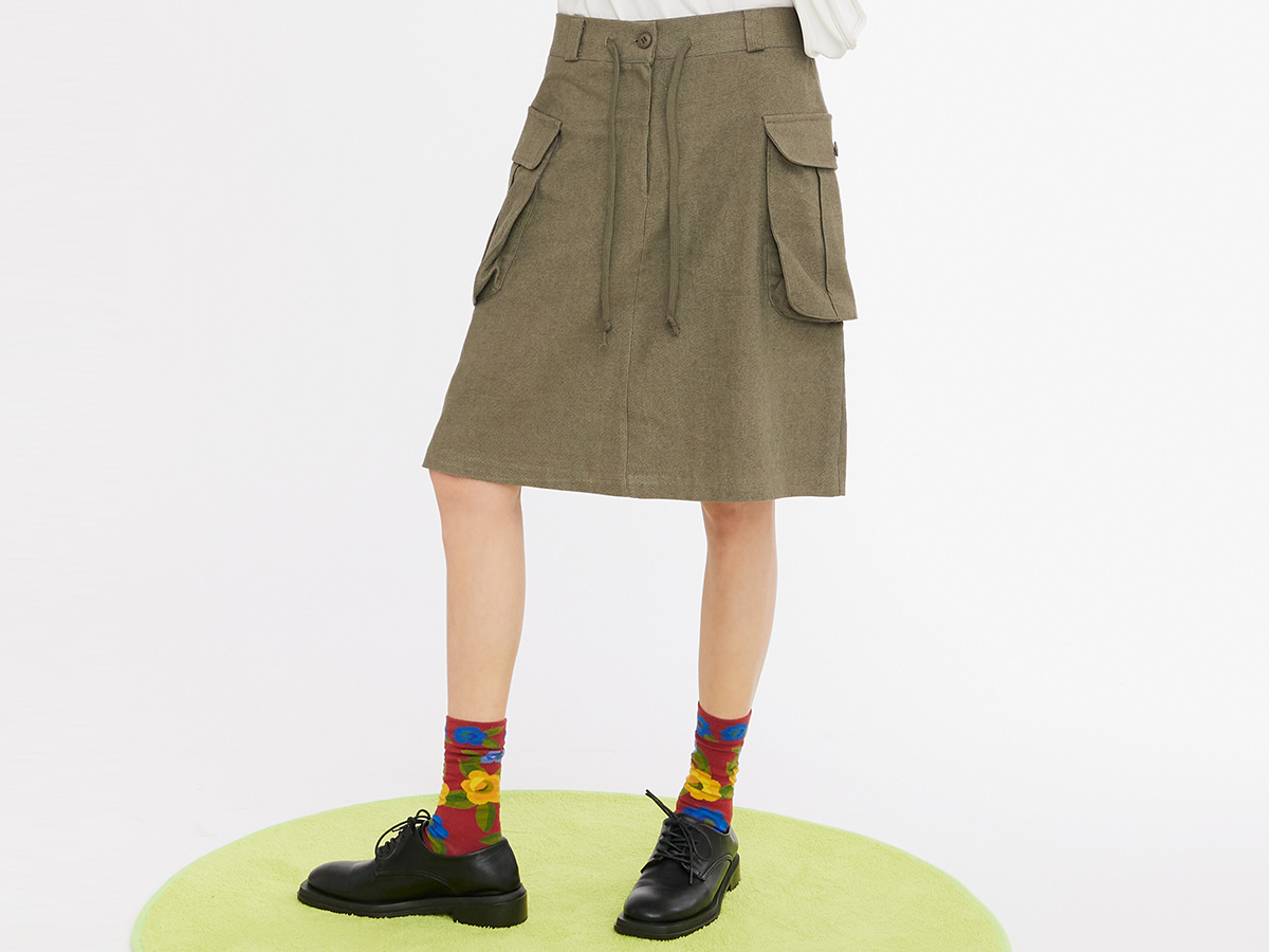 Cargo Pocket Tie-Waist Skirt