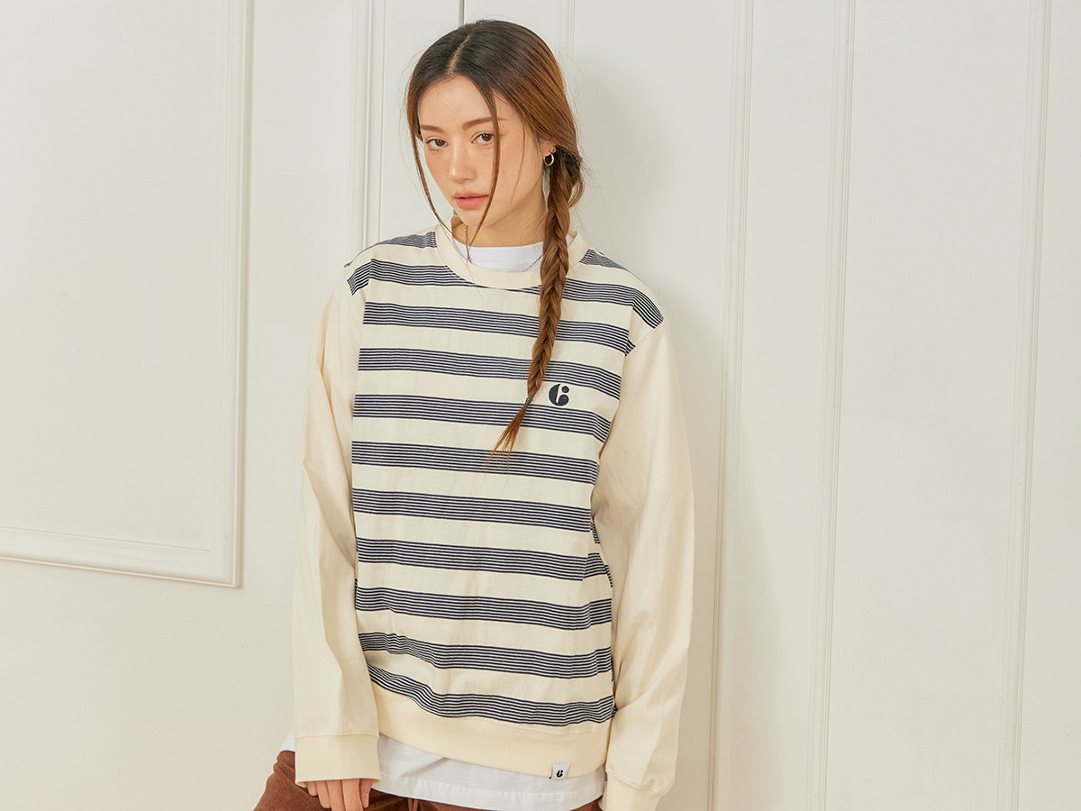 Letter Embroidery Striped Sweatshirt