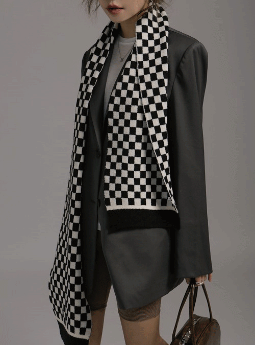Checkered Knit Scarf