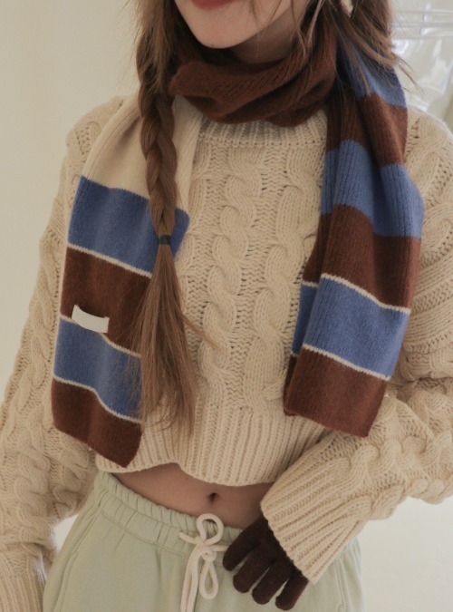 Color Block Knit Scarf