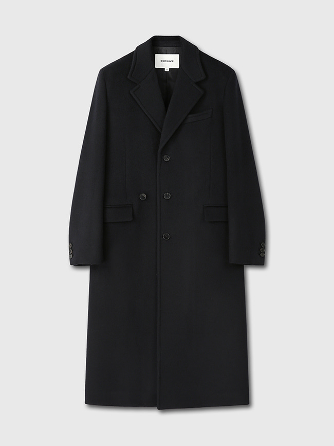 토니웩_ Cashmere Single-Breasted Tailored Wrap Coat [Dark Navy]