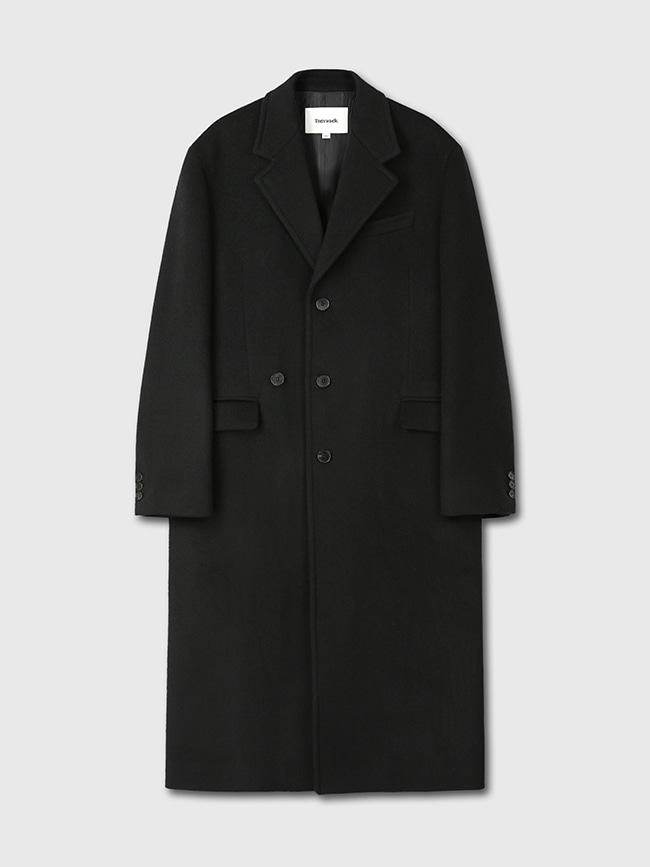 토니웩_ Cashmere Single-Breasted Tailored Wrap Coat [Black]