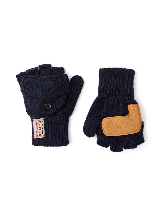 뉴베리니팅_ Deer Leather Glomit Gloves [Navy/Tan]
