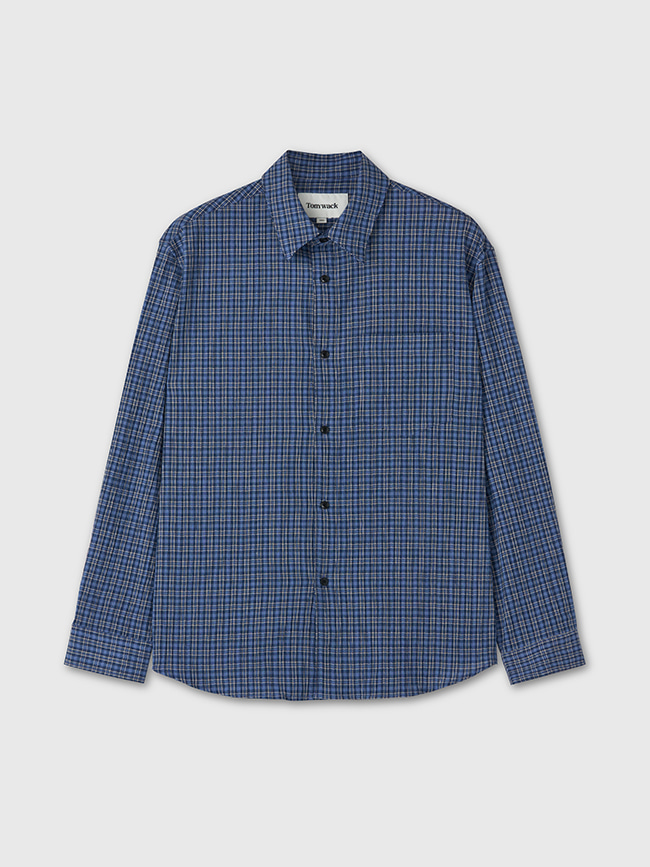 토니웩_ Stretch Cotton Check Shirt (Japanese Fabric) [Blue]