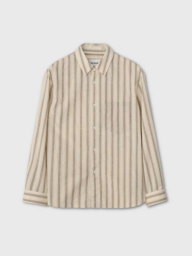 토니웩_ Brushed Cotton Stripe Shirt [Sand]